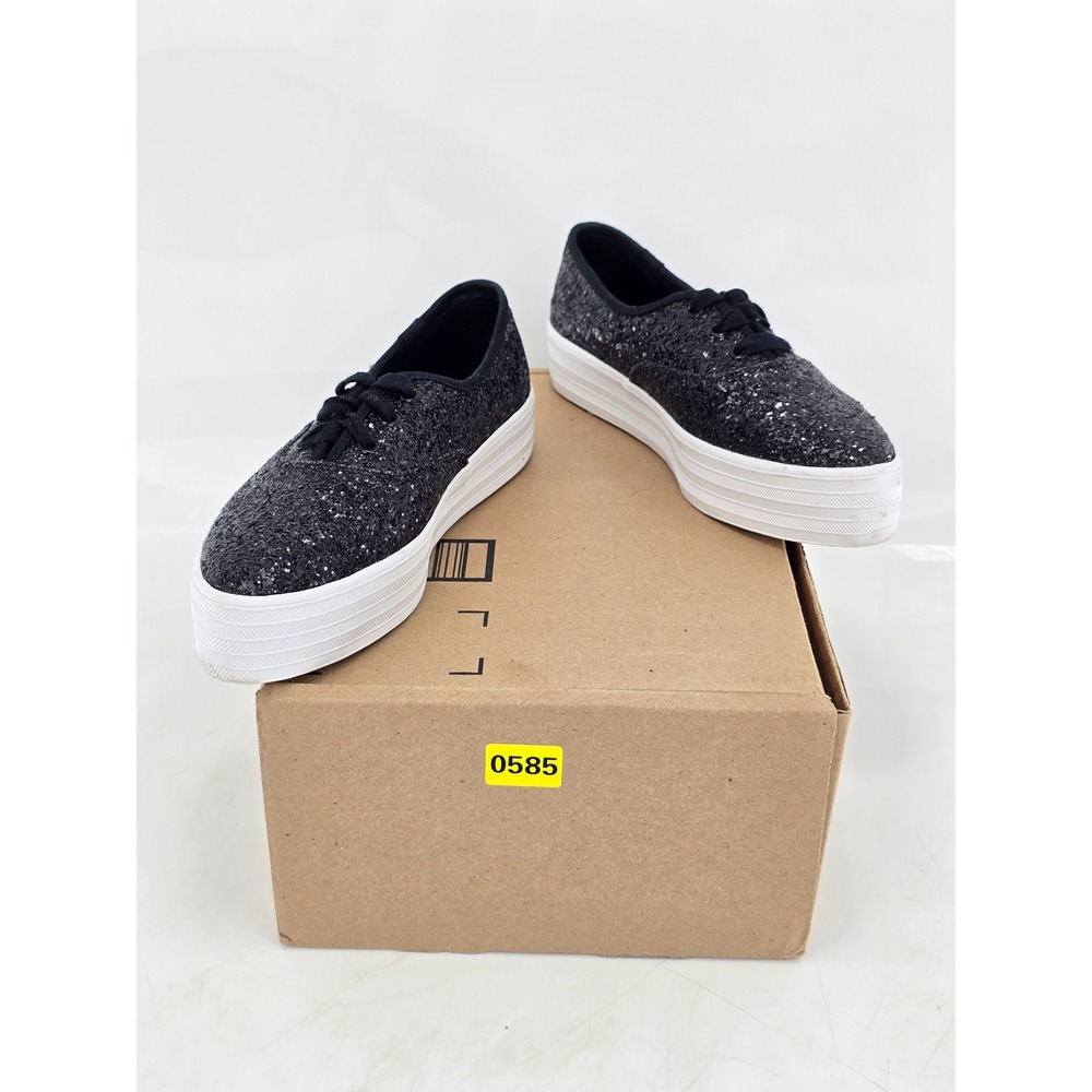 Keds Triple Up Glitter Platform Sneakers Womens 7.5 Black WF68126 - Excellent